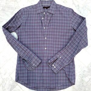 Ben Sherman plaid blue & purple 15 inch neck 34-35 sleeves dress shirt size Med